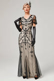 Ivory Mermaid Sequins Long Flapper Formal Dress