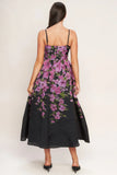 NIGHTFALL BLOSSOM BLACK MIDI DRESS