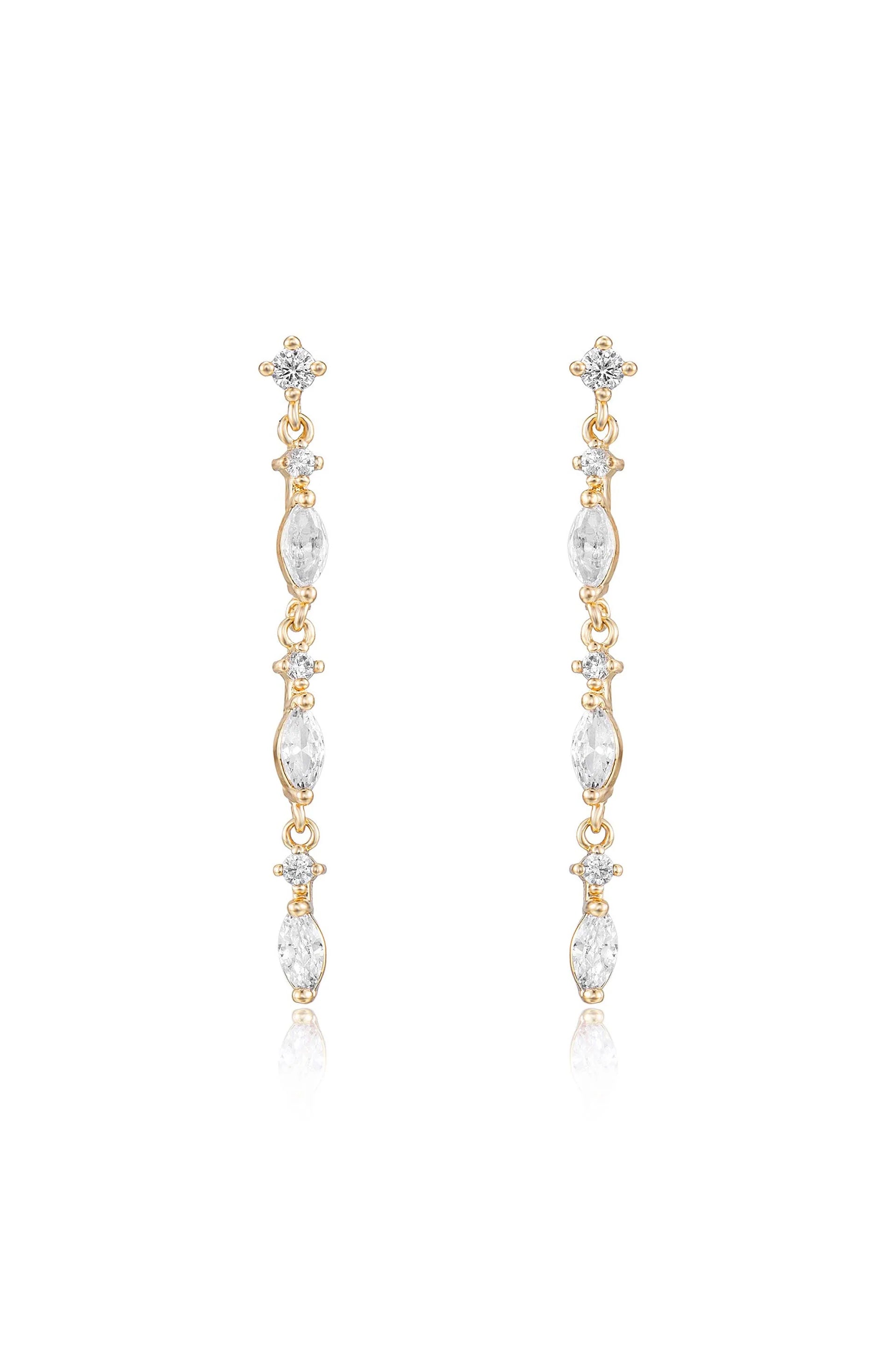 Dainty Linear Crystal Drop Earrings