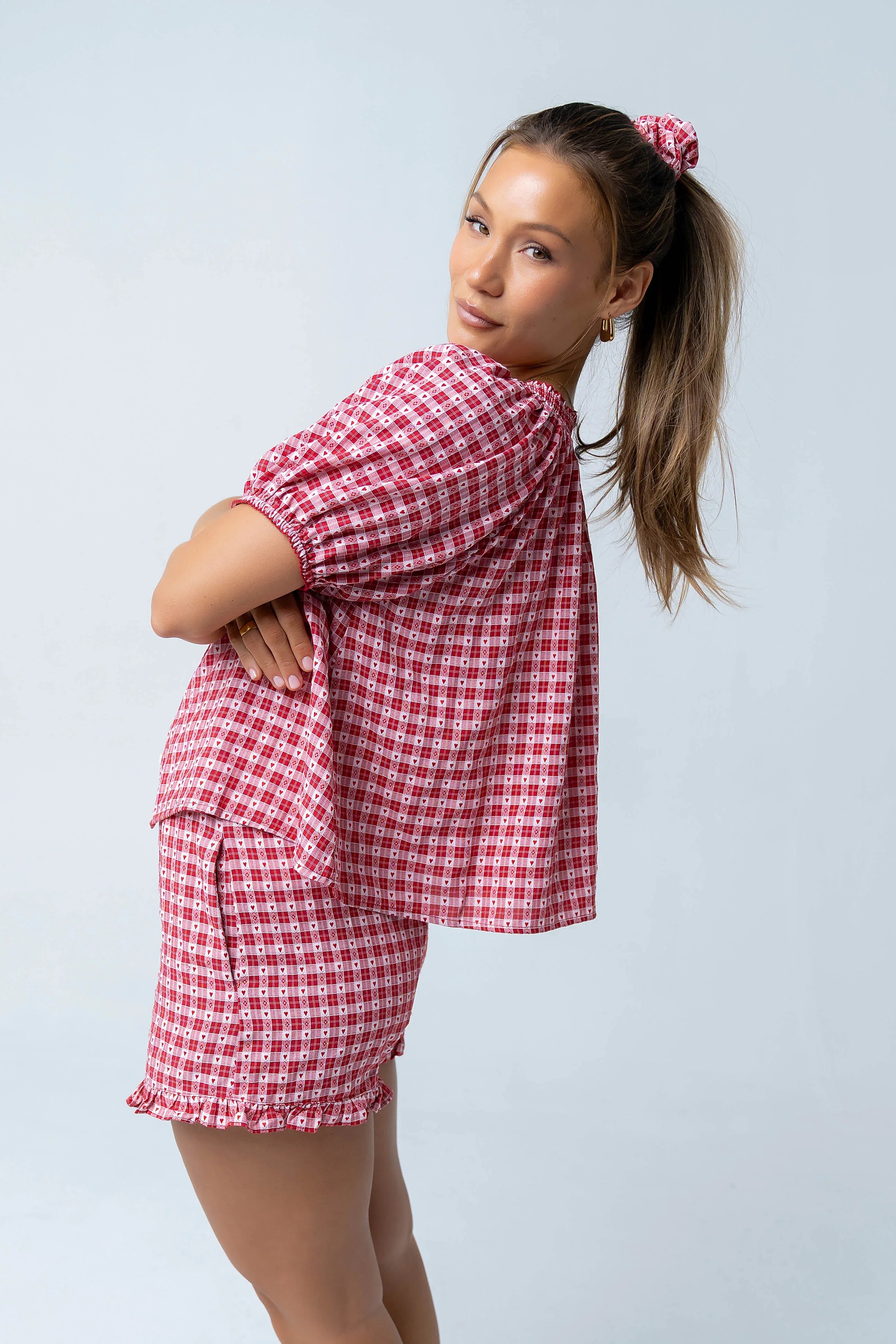 Ambree Gingham Button Up Top