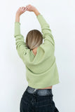 Meli Button Front Knit Sweater in Green