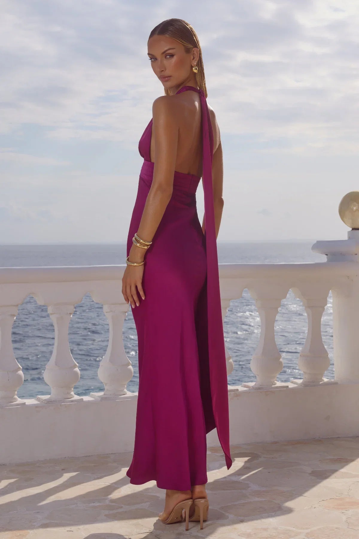 Sylvie Plunge V Neck Maxi Dress