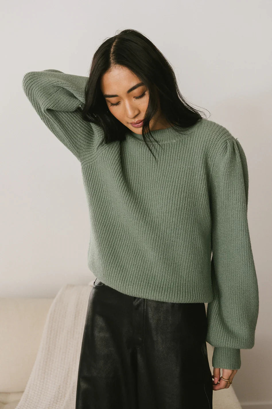 Amber Knit Sweater in Sage FINAL SALE