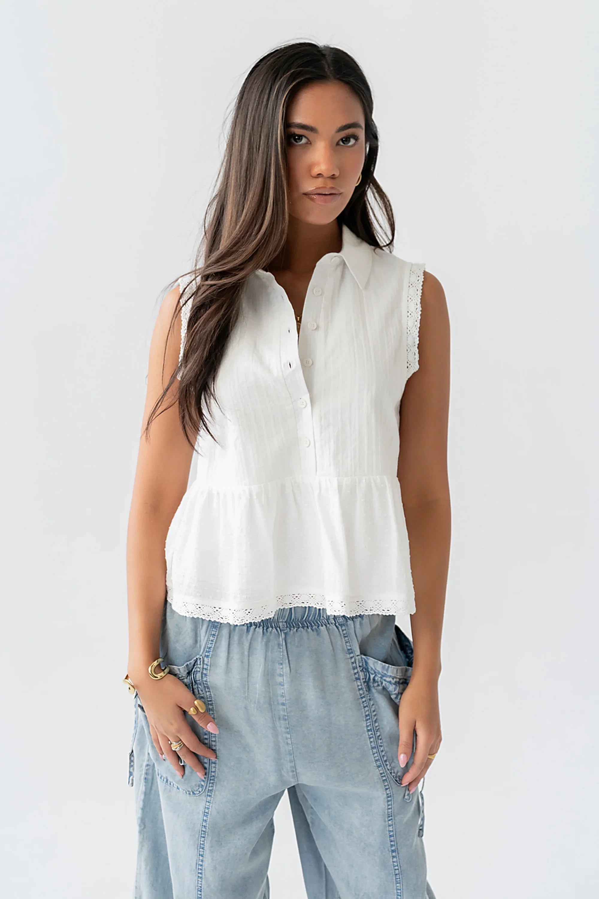 Julian Collared Blouse in Off White