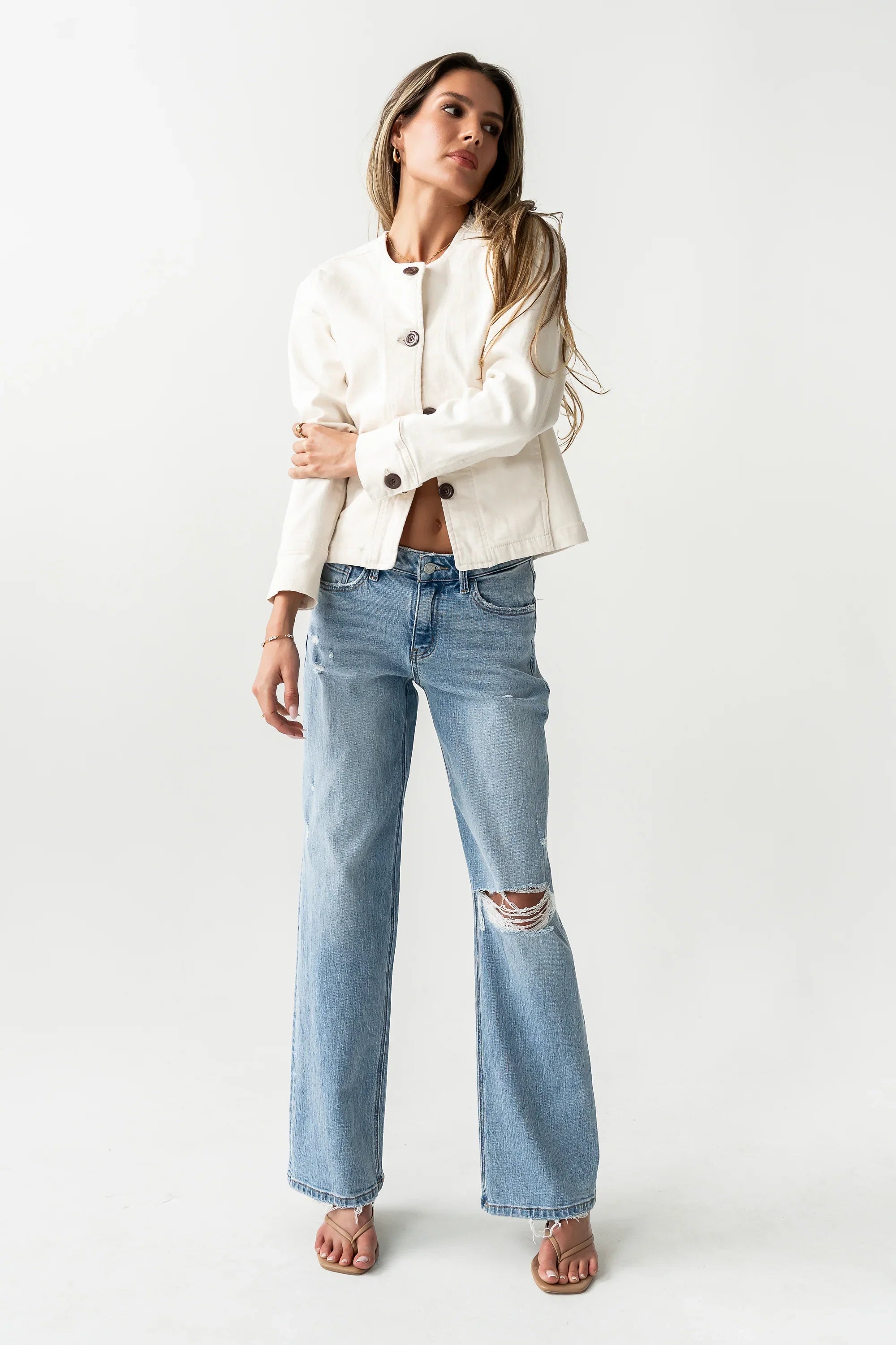 Devon Distressed Wide Leg Jeans