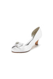 Open Toe Crystal Bow Chunky Heels