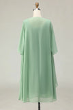 2 Piece Dusty Sage A Line Ruffled Chiffon Mother of the Bride Dress