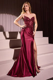 ALEXIS GOWN SATIN LACE STRAPLESS FITTED GOWN
