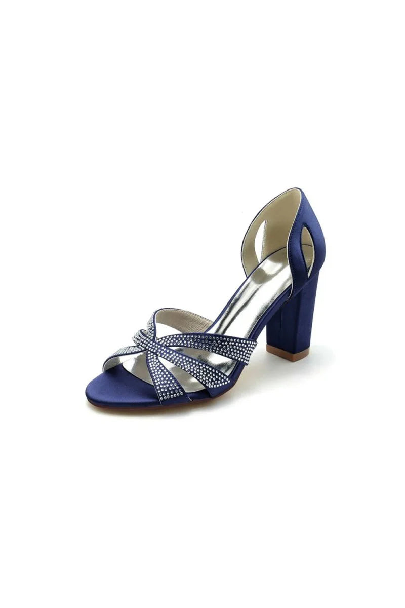 Navy Blue High Heels with Silver Heel