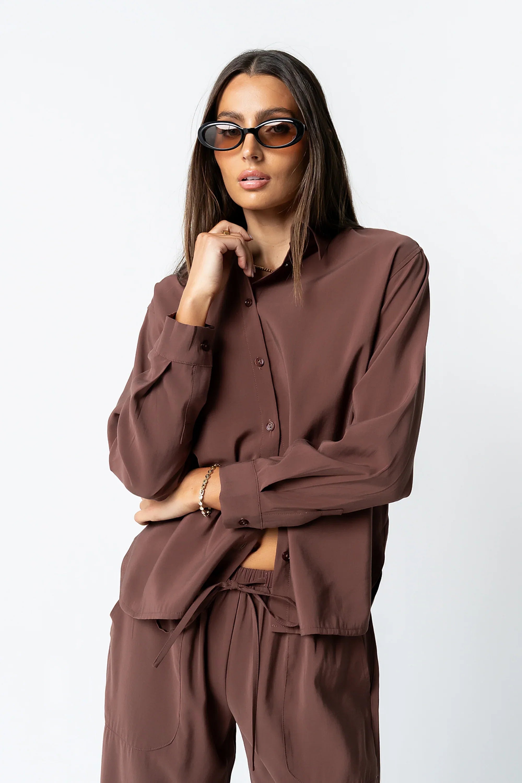 Tacie Button Up in Brown