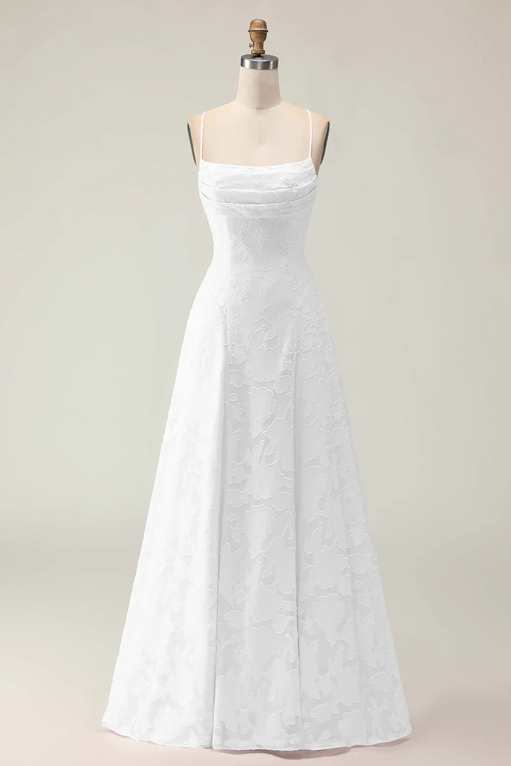 Candy Pink A Line Floral Burnout Long Bridesmaid Dress with Lace Up Back