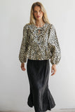 Maggie Peplum Tie Blouse in Leopard FINAL SALE