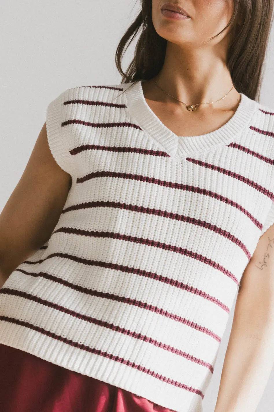 Ashen Sweater Vest in Burgundy FINAL SALE