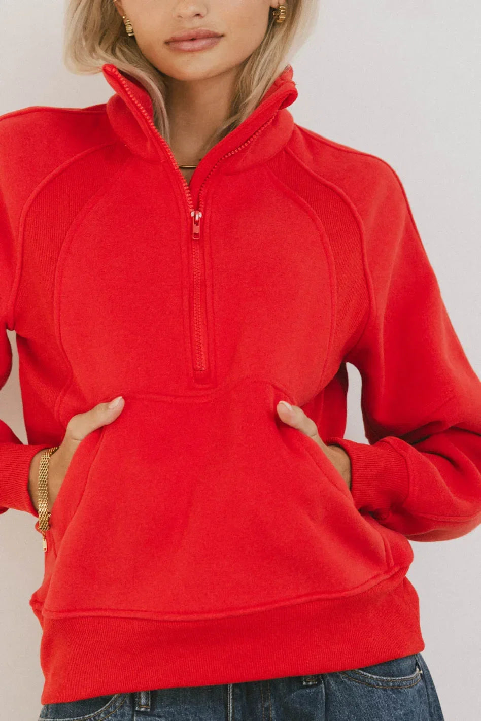 Krista Half Zip in Red FINAL SALE