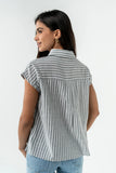 Janel Collared Striped Top