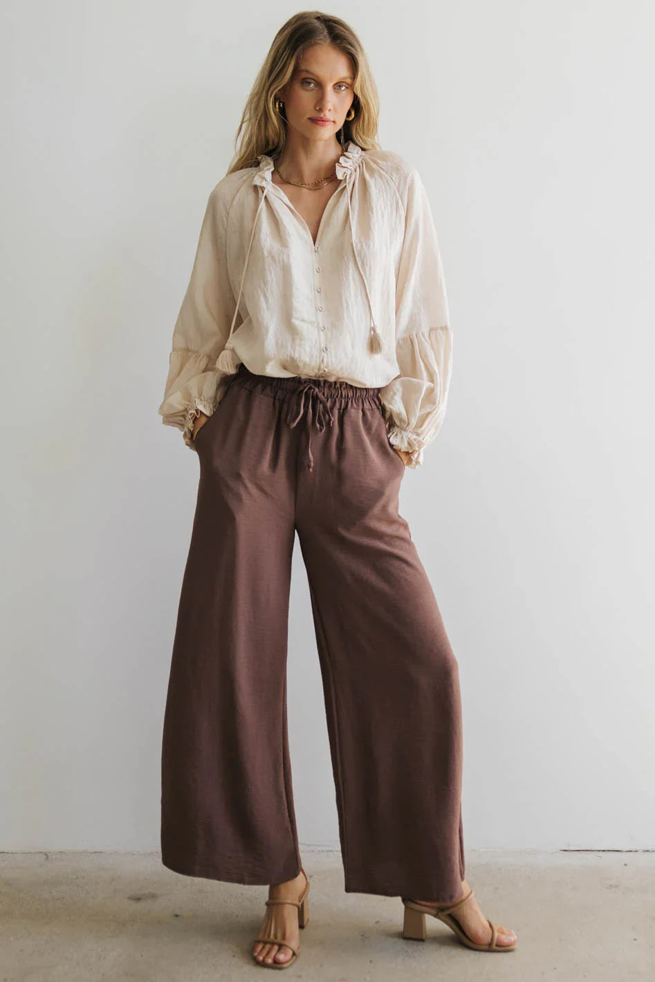 Mina Wide Leg Pants in Mocha FINAL SALE