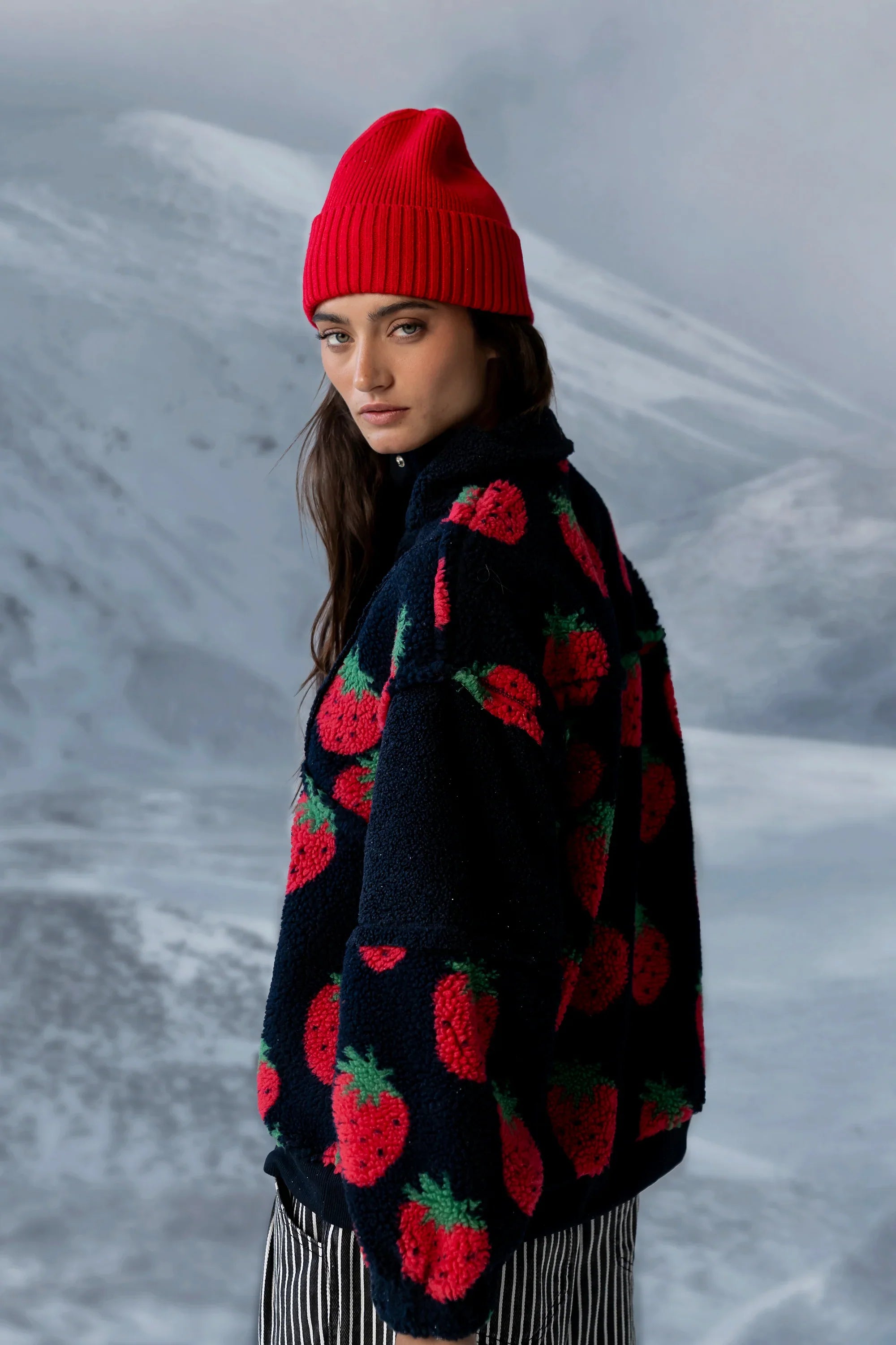 Maria Oversized Sherpa Jacket in Navy FINAL SALE