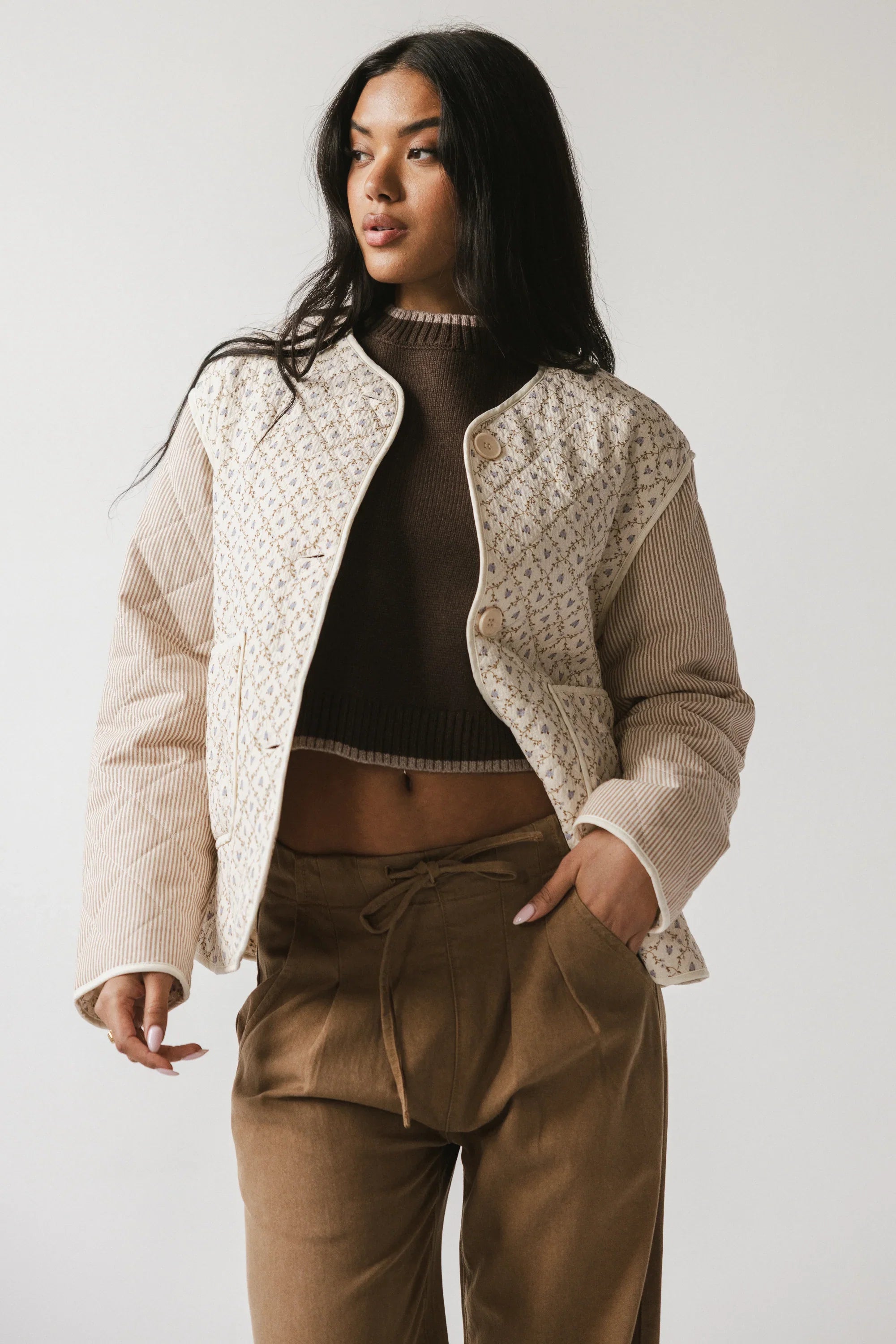 Lucas Quilted Jacket in Latte