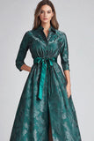 Floral A Line Dark Green Mother of Bride Dress with Pockets