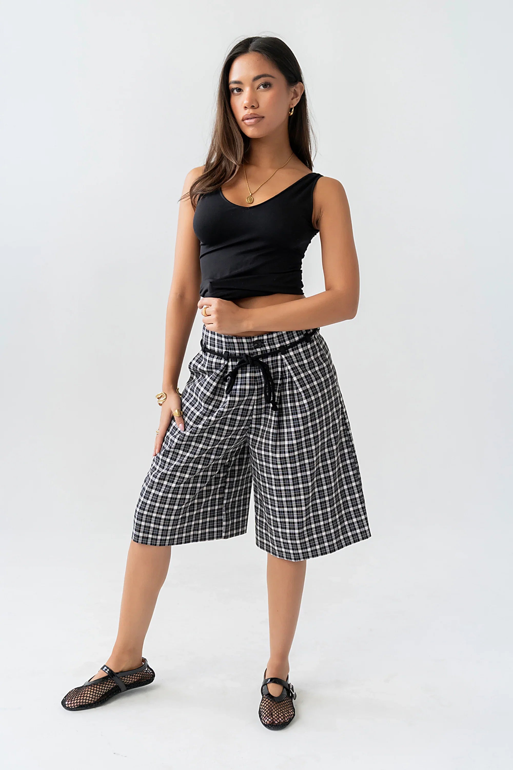 Wrenna Plaid Bermuda Shorts