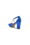 Black Satin Pump with Cross Strap Design