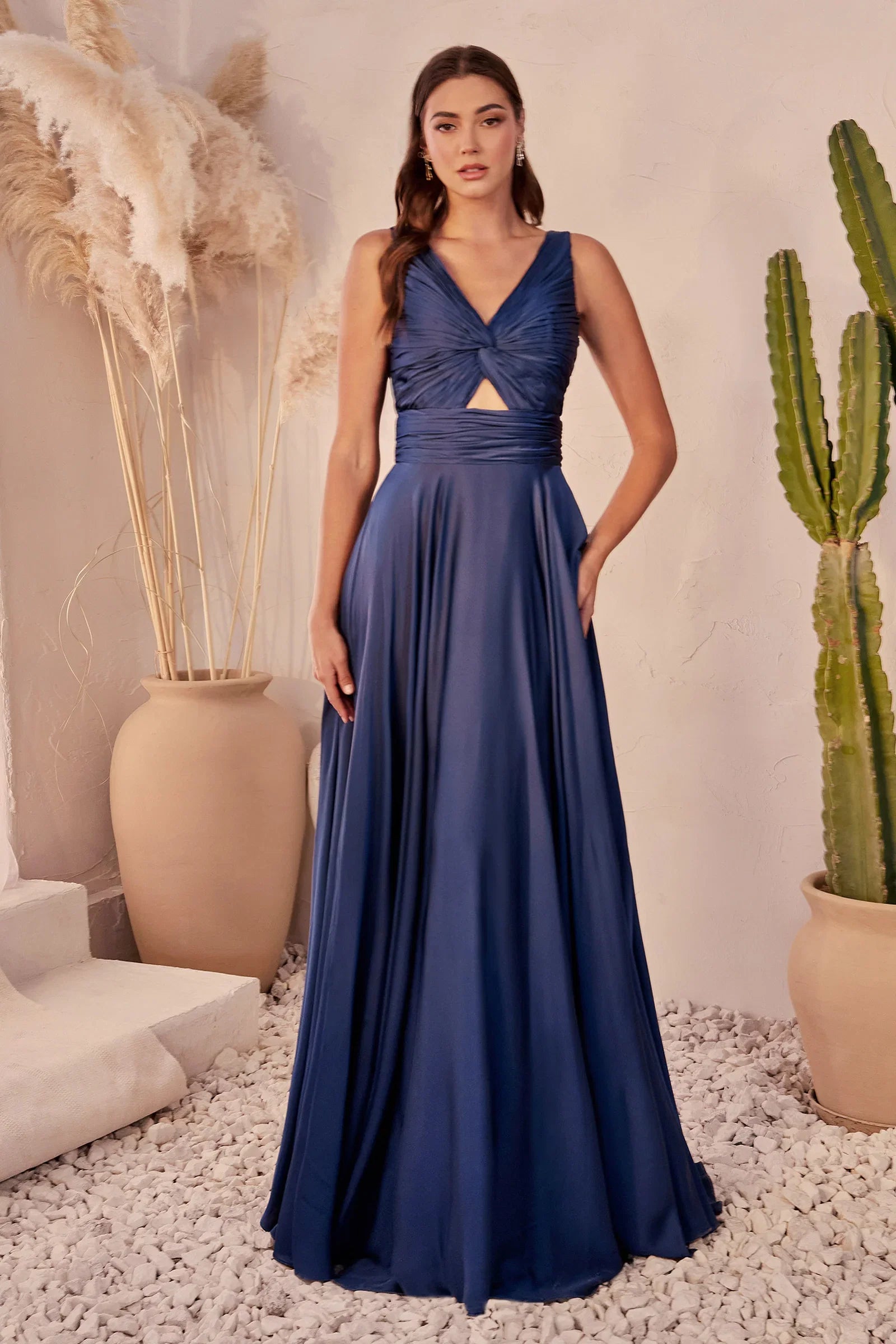 Marlena Gown A Line Keyhole Soft Satin Dress