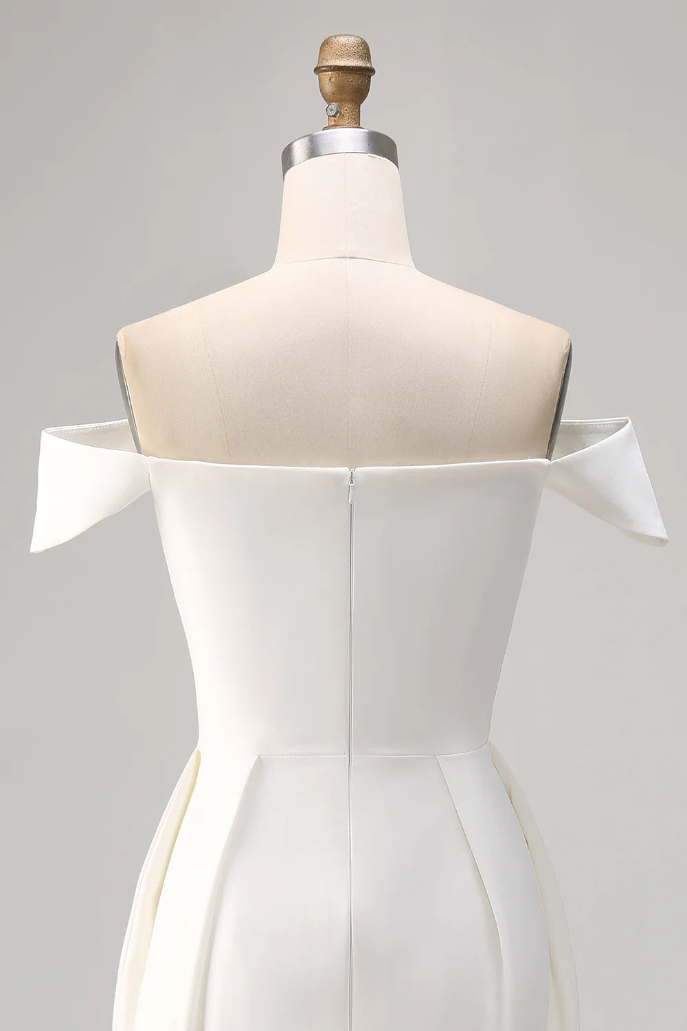 White Bodycon Off The Shoulder Satin Short Graduation Dress