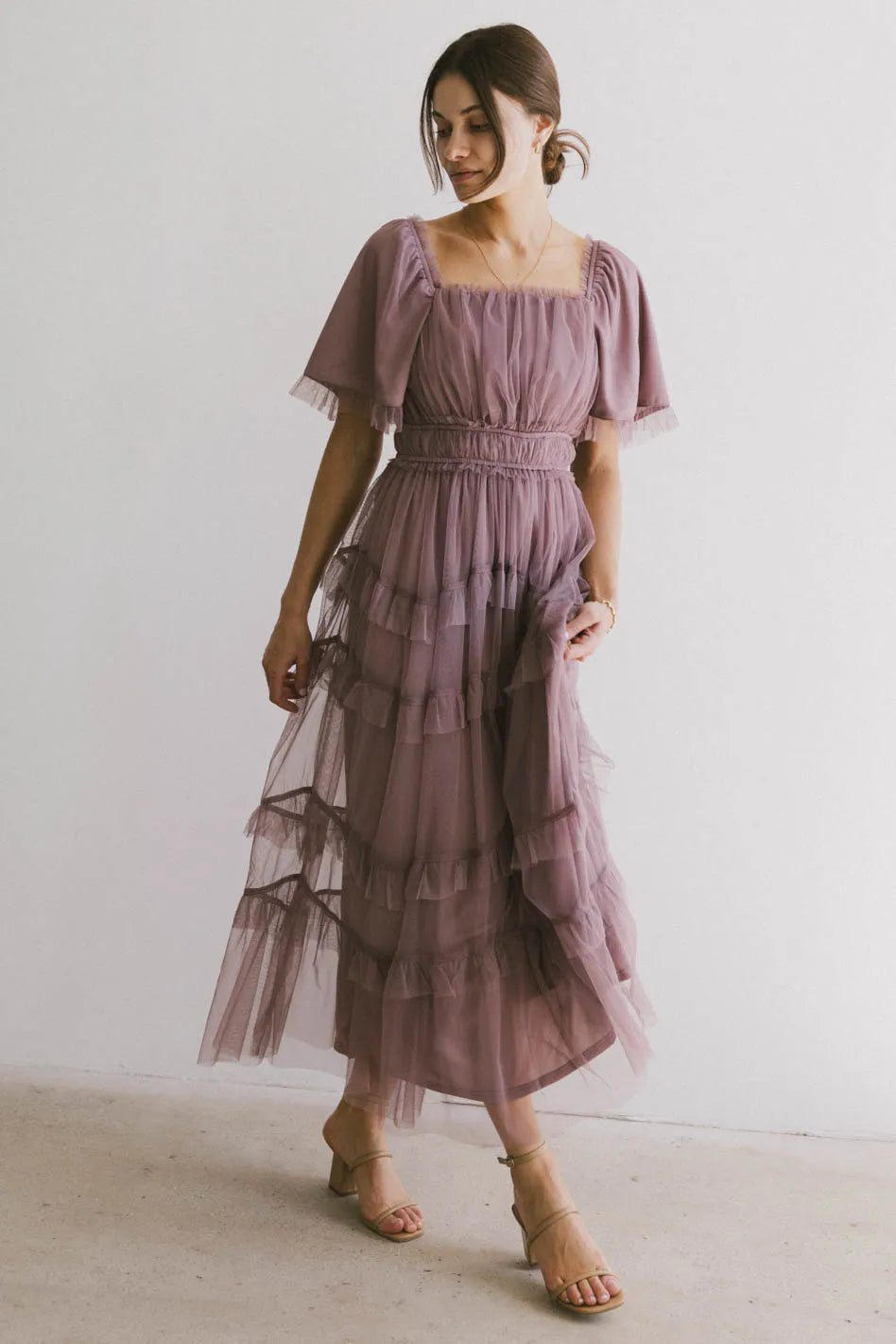 Eugena Ruffled Maxi Dress in Lavender FINAL SALE