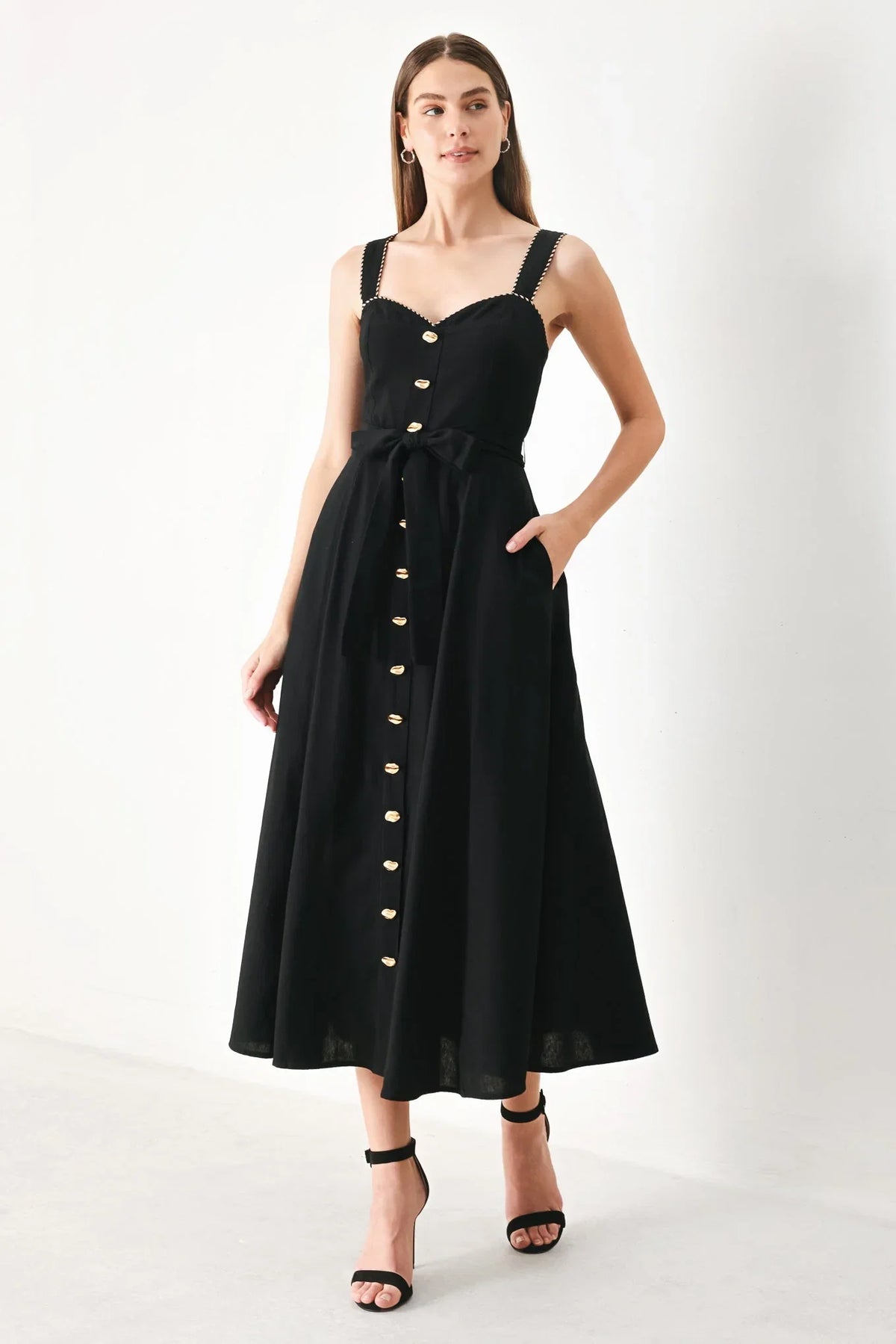 LOVELY NOIR BLACK MIDI DRESS