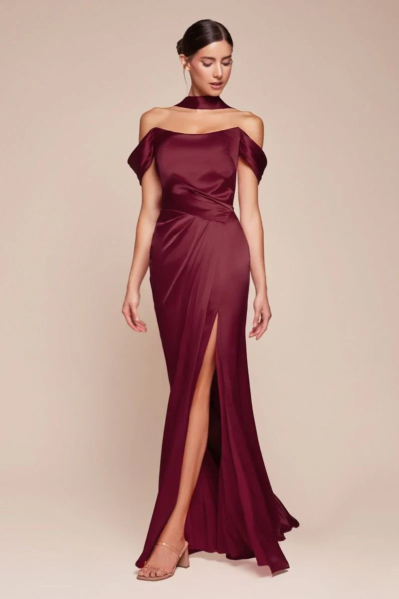 EMERSON GOWN OFF THE SHOULDER LUXE SATIN DRESS