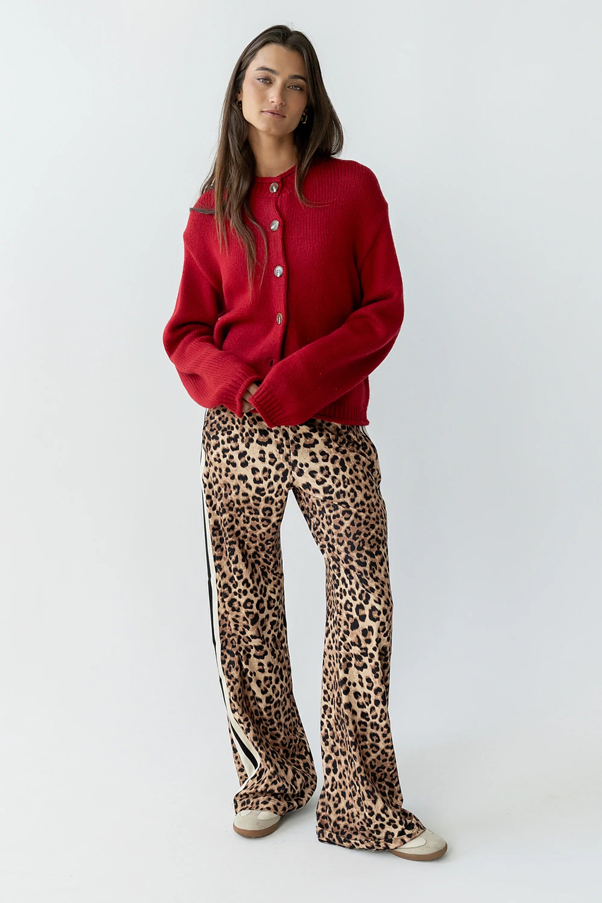 Nolan Chunky Knit Cardigan in Red FINAL SALE