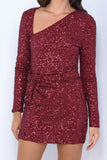 Kia Sequin Mini Dress Burgundy