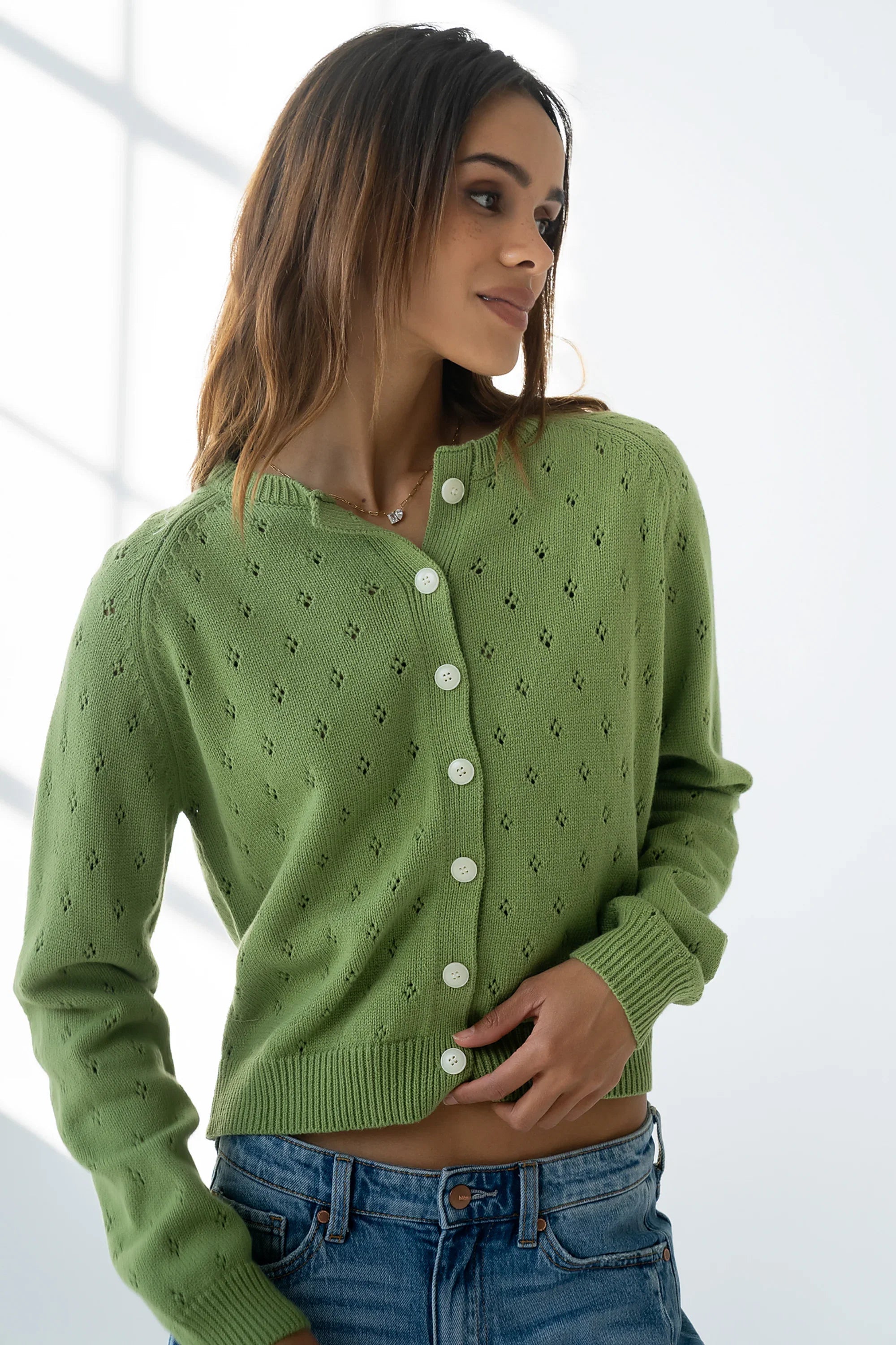 Kareena Knit Cardigan in Green