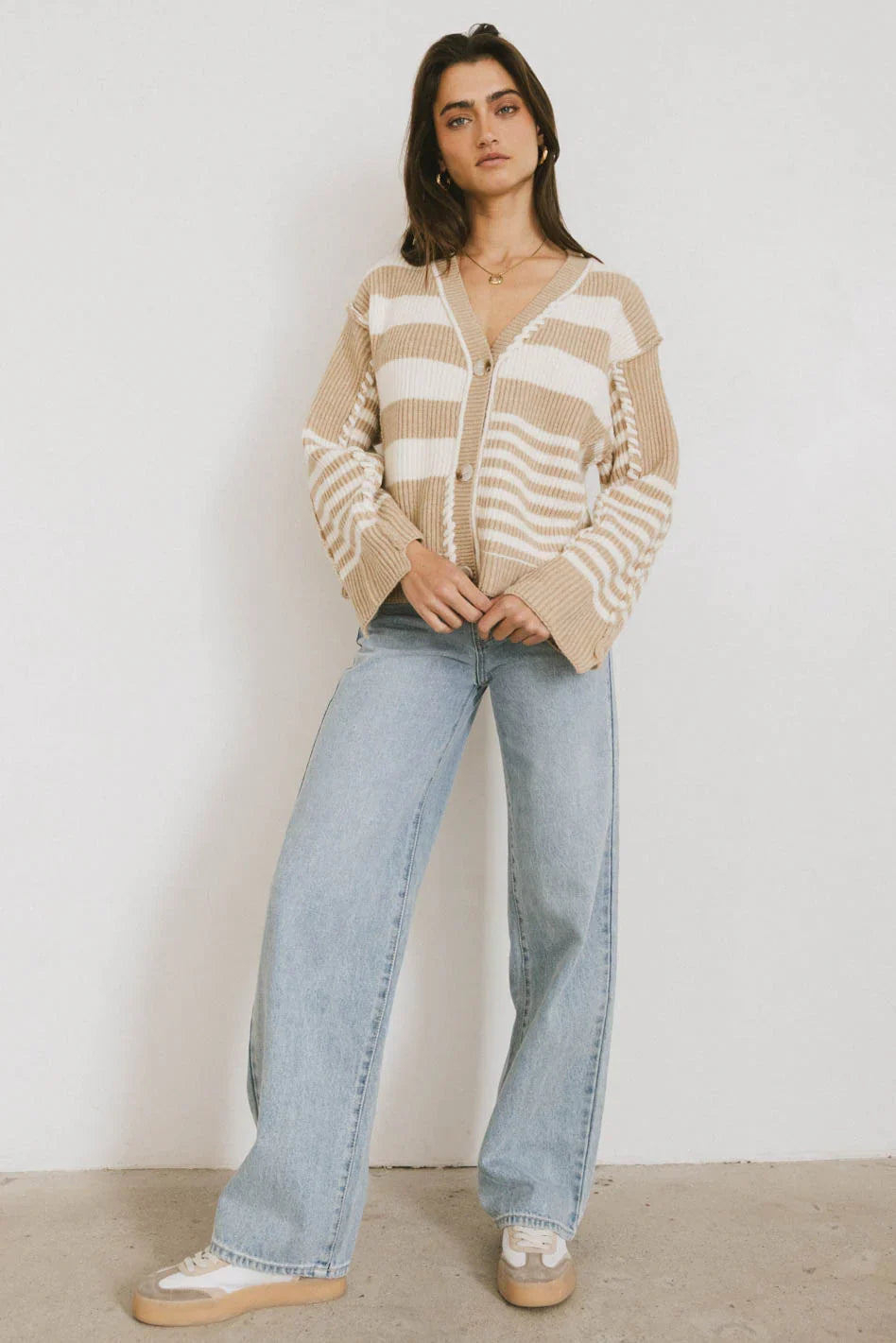 Yannah Striped Cardigan in Camel FINAL SALE