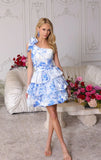 47110 Ava Presley One Shoulder Floral Short Dress