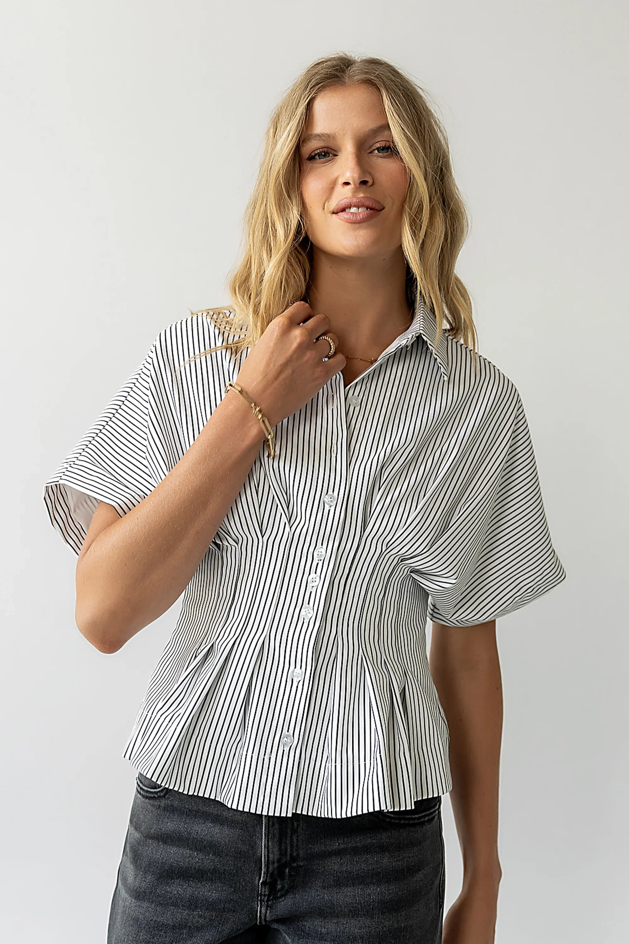 Alec Striped Blouse in White
