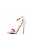 Pearl Embellished White Ankle Strap Stiletto Heels