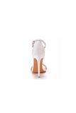 Pearl Embellished White Ankle Strap Stiletto Heels