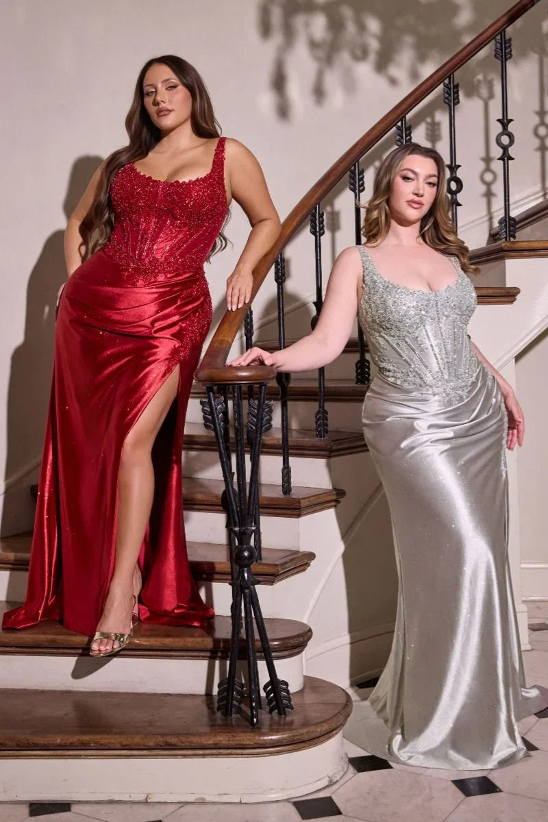 HANNAH GOWN FITTED GOWN WITH BEADED BODICE