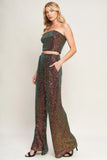 CHARMING COMPOSURE SEQUIN CROP TOP PANT SET