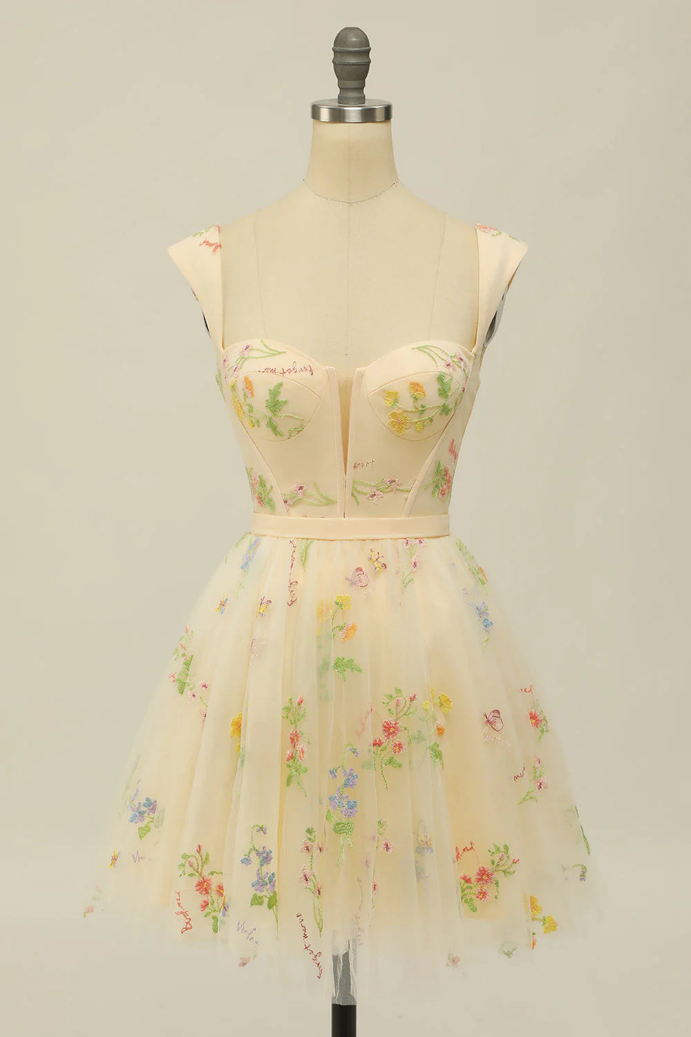 Cute Grey Blue A Line Sweetheart Convertible Short Homecoming Dress with Embroidery