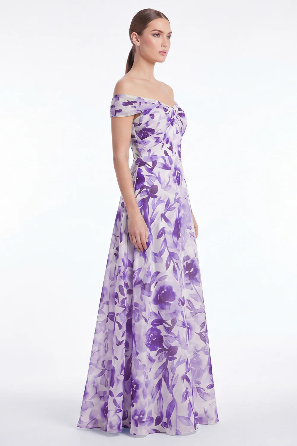 Blue Flower Off the Shoulder A Line Mother of the Bride Dress
