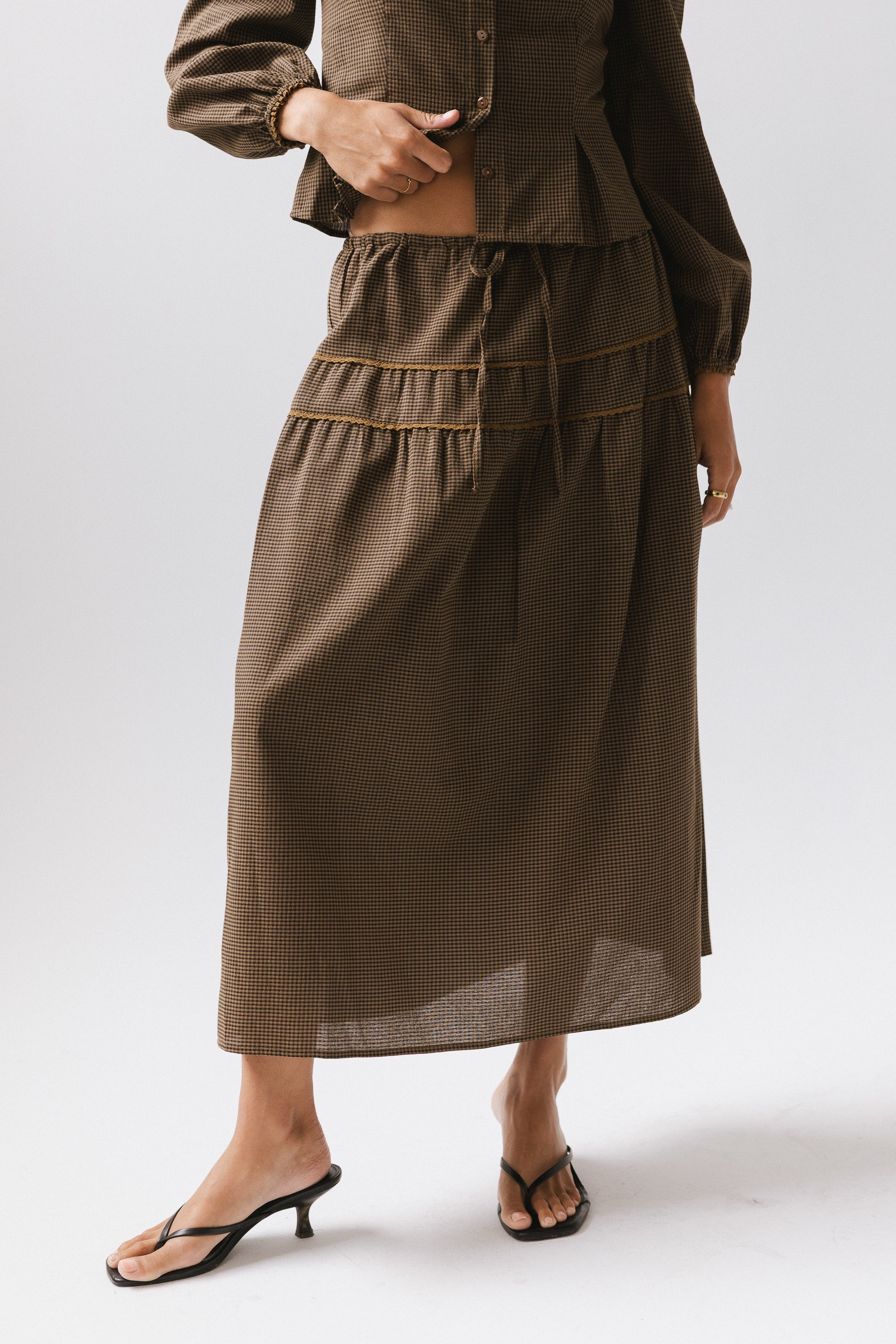 Keira Gingham Midi Skirt FINAL SALE