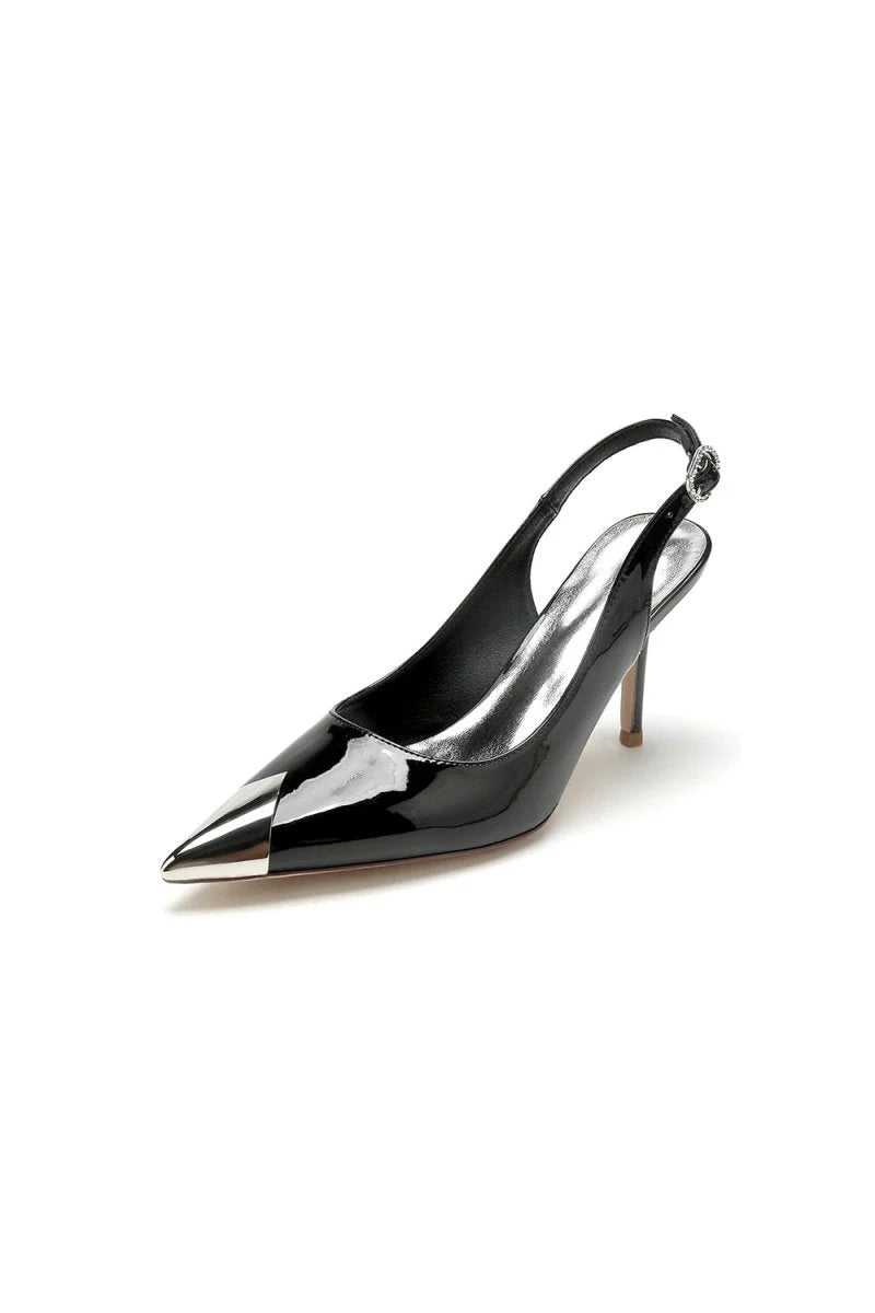 Glitter Crystal Slingback Wedding Heels Pointed Toe Stiletto Bridal Shoes
