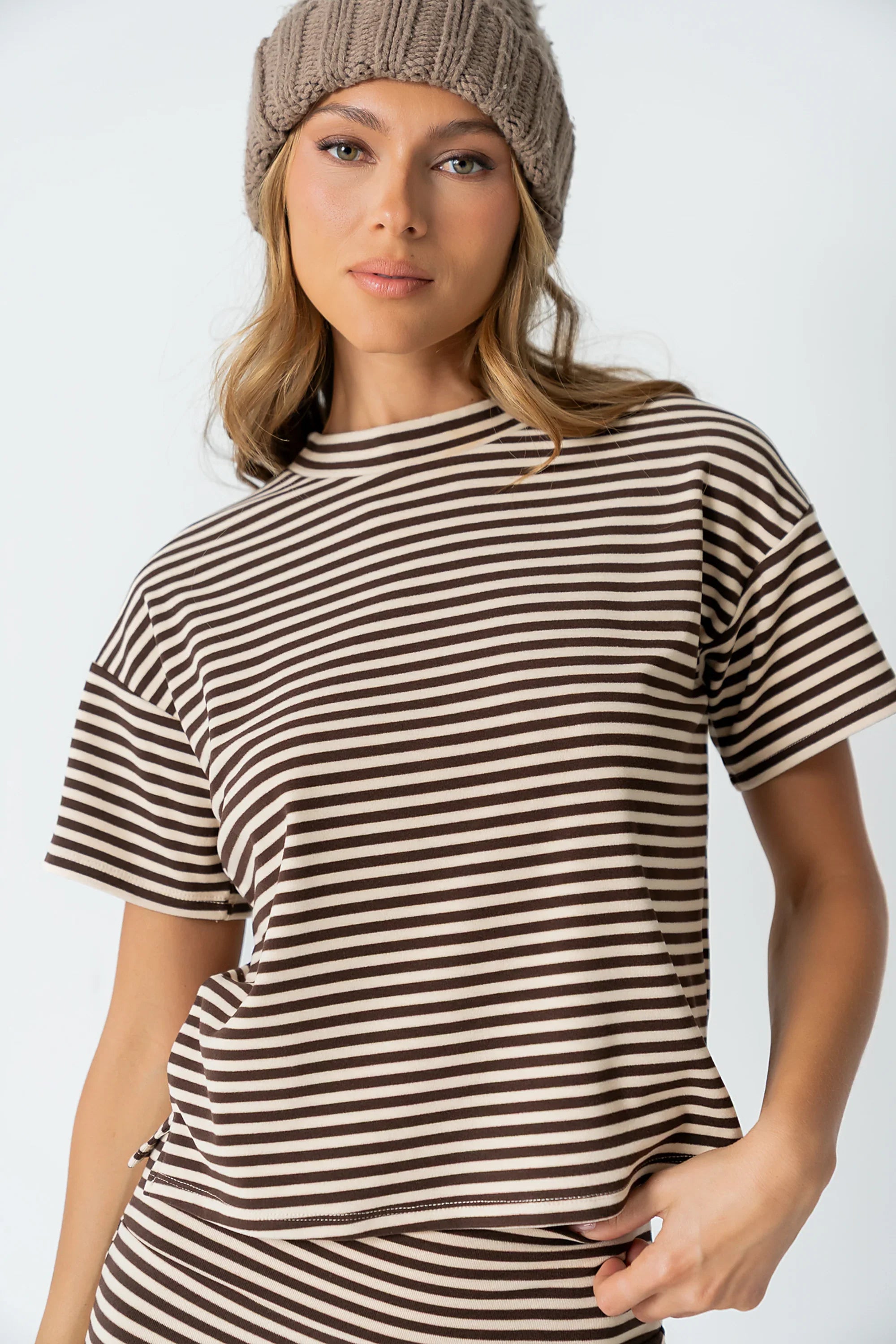 Jannet Striped Top in Brown