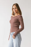Petra Striped Sweater in Burgundy FINAL SALE
