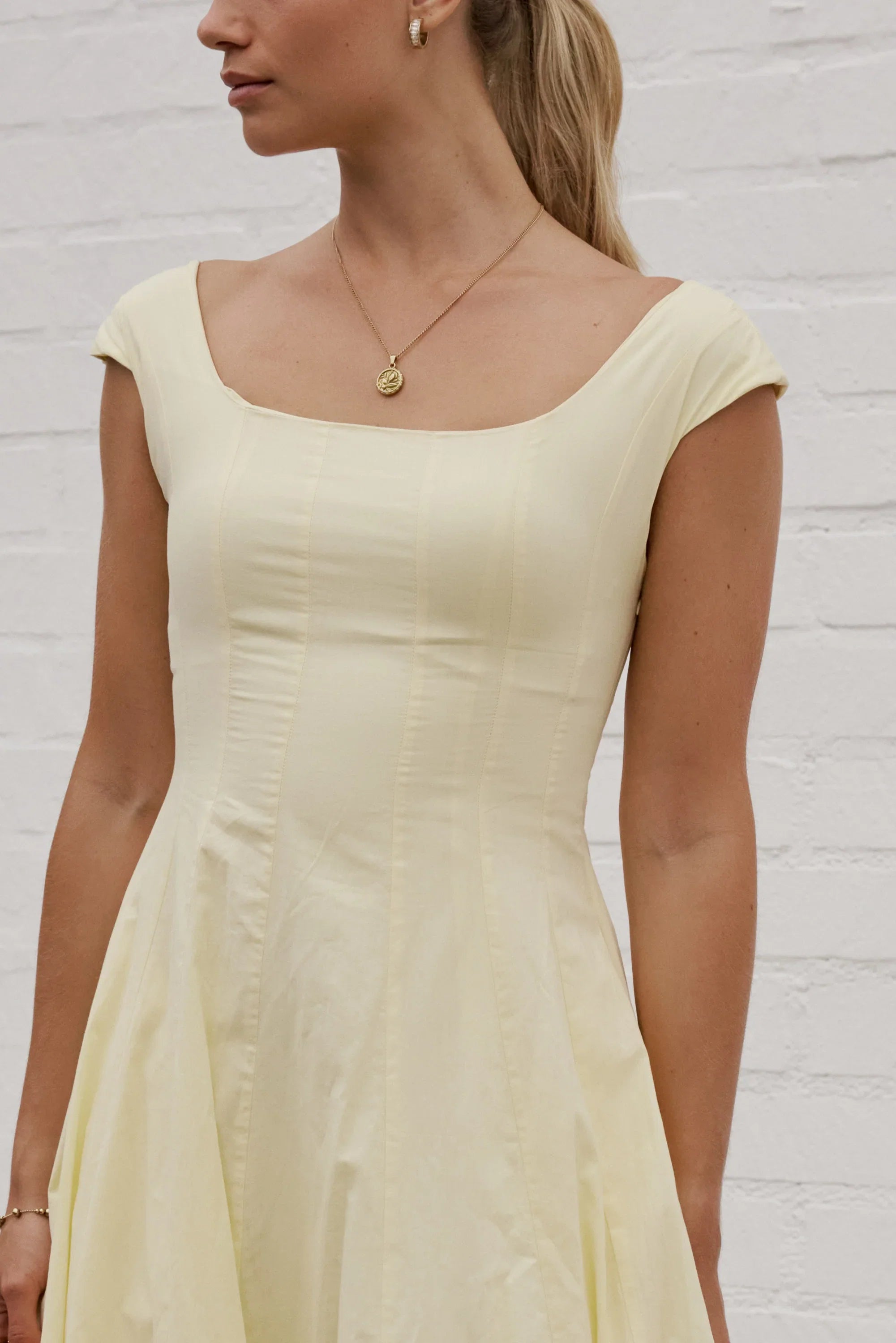 Colin Midi Dress in Butter Yellow