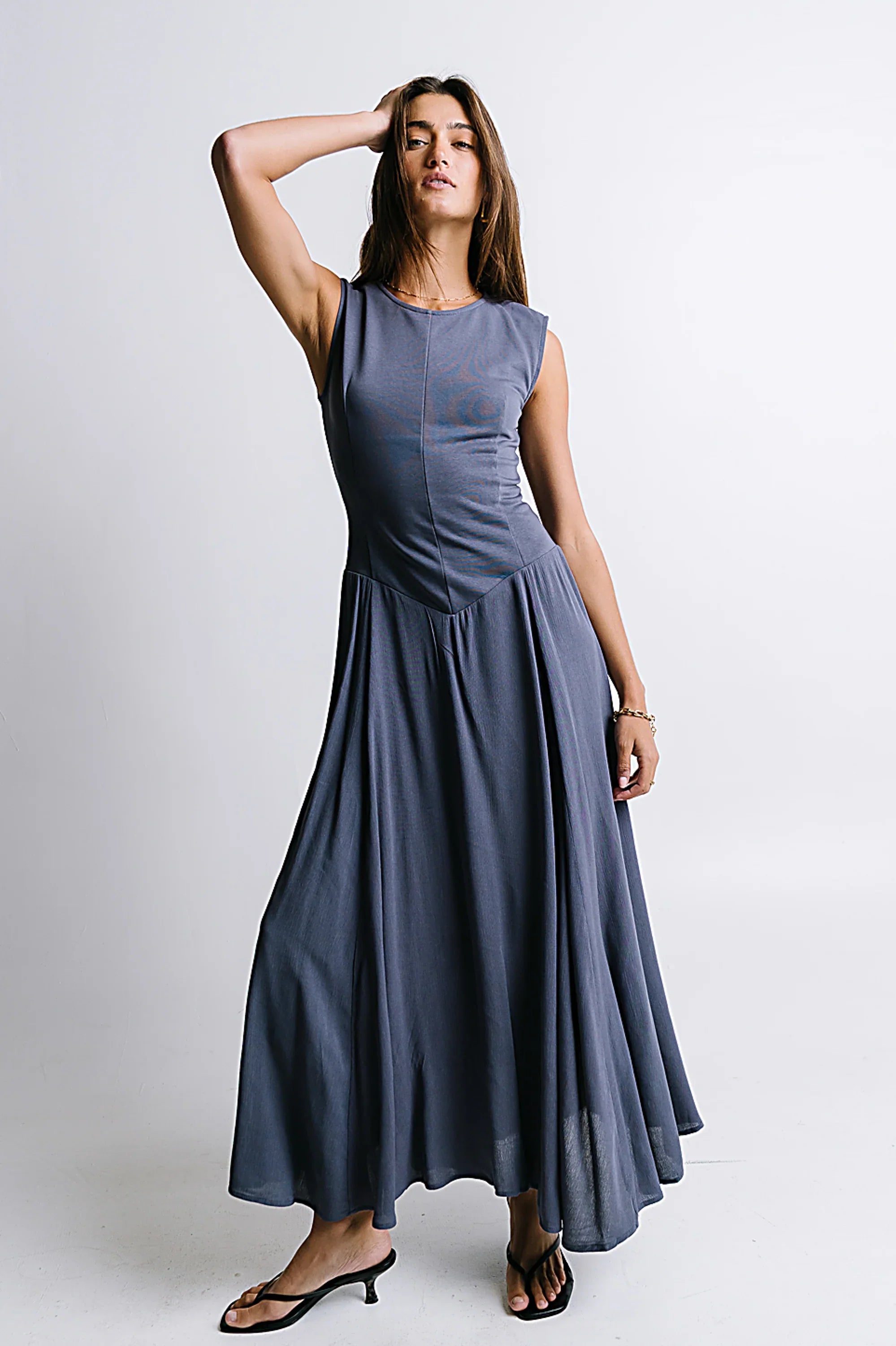 Charles Maxi Dress in Slate Blue FINAL SALE