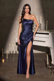 Baylor Gown Asymmetric Strapless Liquid Satin Dress