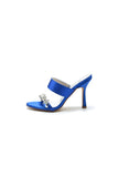 Open Toe Satin Strap Slip On High Heels With Rhinestone